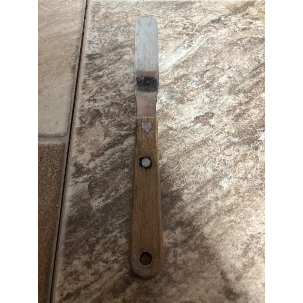 Stainless Steel Offset Palette Knife Spatula with Wood Handle 8.5 Inch